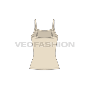 A vector template for Women's Camisole Top in Skin Color - back view