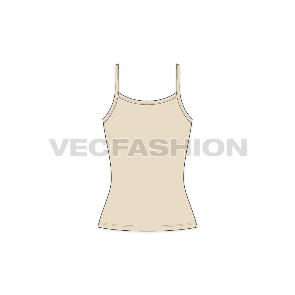 Womens camisole top flat sketch, front view