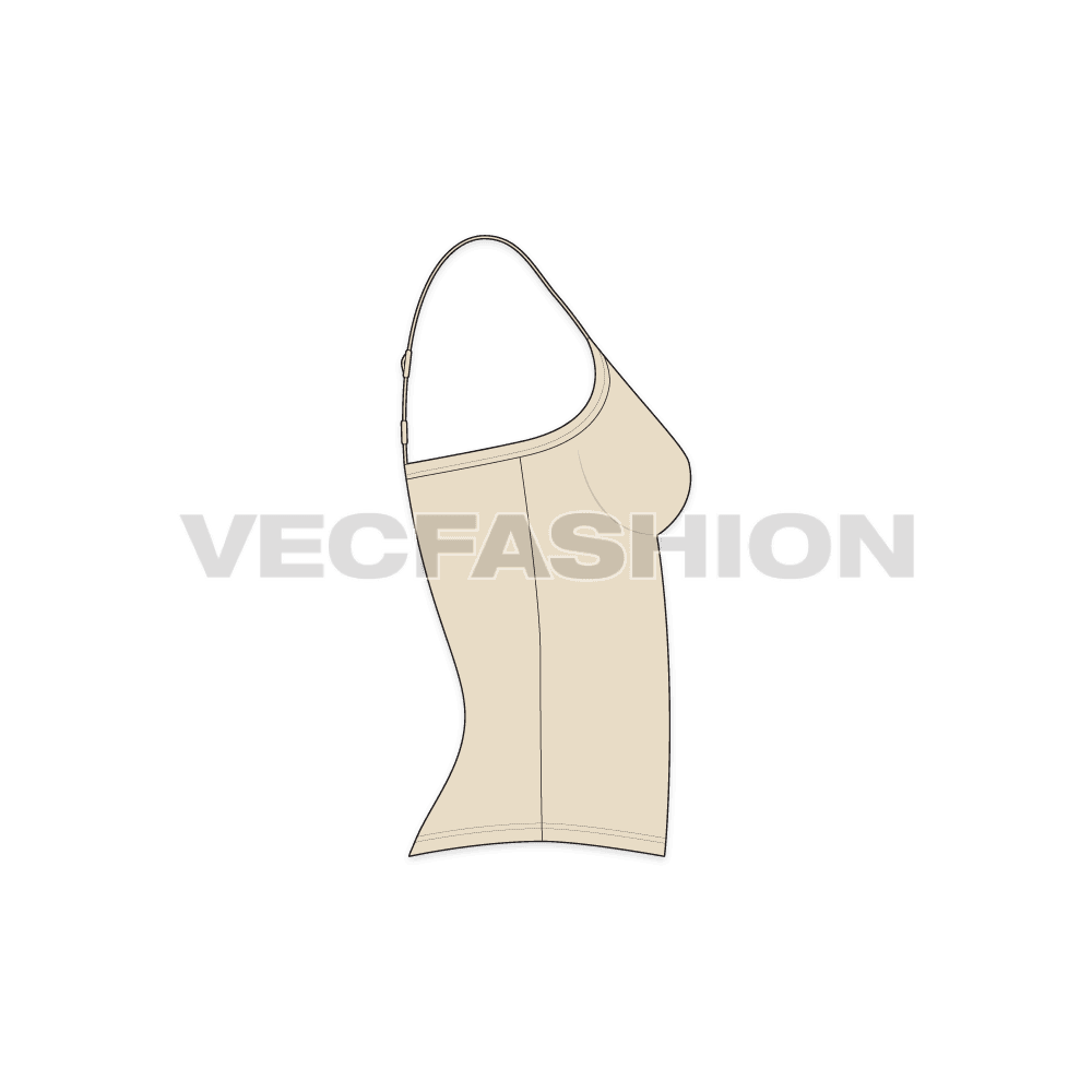 Womens camisole top flat sketch, side view
