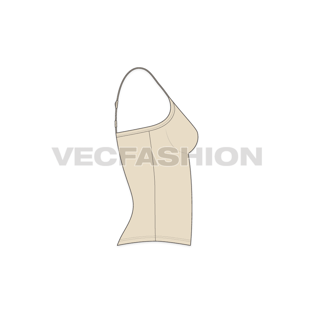 A vector template for Women's Camisole Top in Skin Color - side view