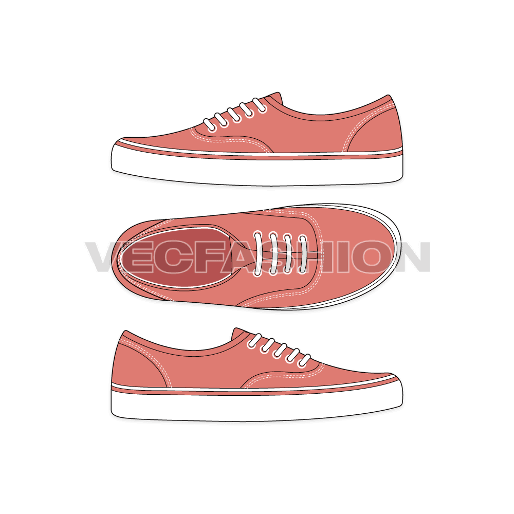 Womens canvas sneakers flat sketch