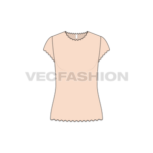 Women's Cap Sleeved Tee with Ruffles. vector fashion sketch template