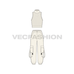 Womens cargo joggers flat sketch, front view