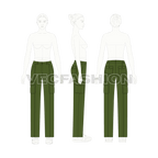 Womens cargo pants flat sketch, on croqui