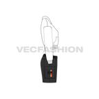 Womens cargo skirt with top flat sketch, side view