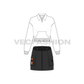 Womens cargo skirt with top flat sketch, front view