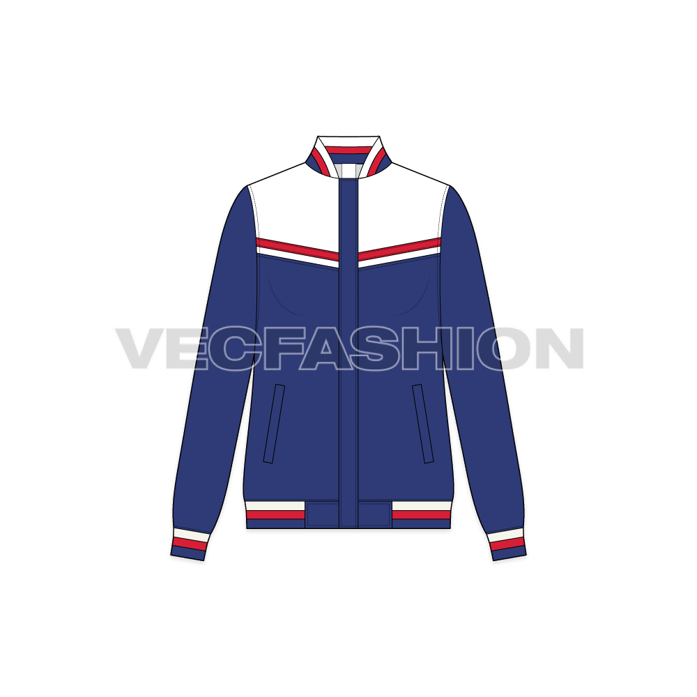 Women's Casual Jacket flat sketch, front view