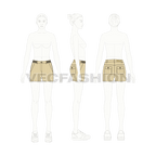 Womens casual khaki cotton shorts flat sketch, croqui sketch