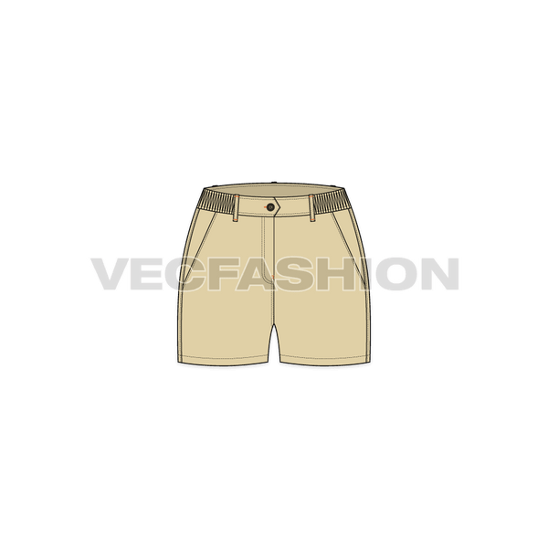 Women s Casual Khaki Cotton Shorts VecFashion