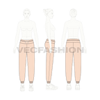 Womens casual pajama flat sketch, on croqui
