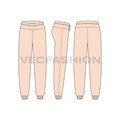 Womens casual pajama flat sketch, showing all views, front, side and back