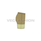 Womens casual shorts flat sketch, side view