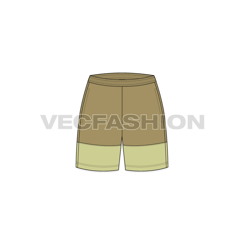 Womens casual shorts flat sketch, front view