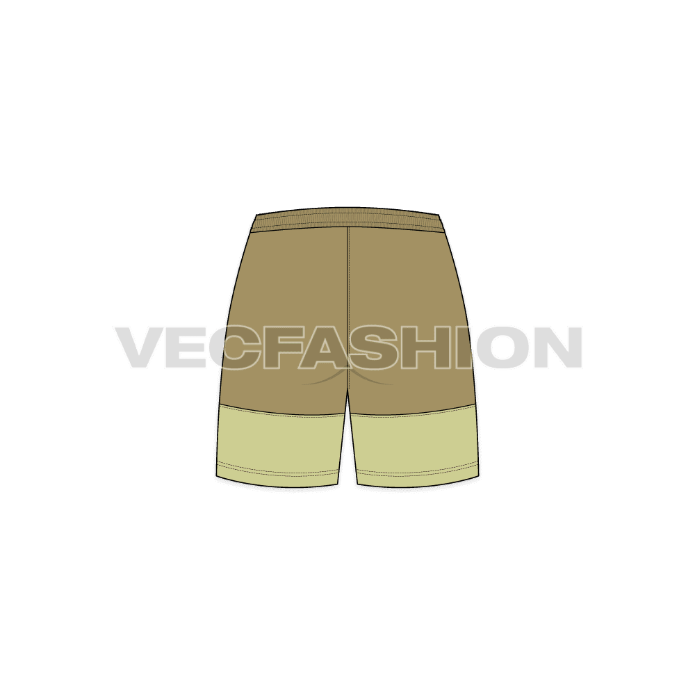 Womens casual shorts flat sketch, back view