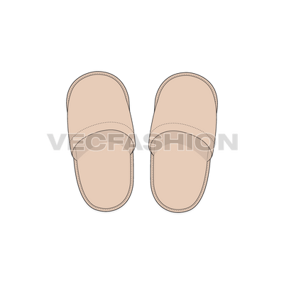 A illustrator fashion cad for Women's Casual Slippers. It is showing both sides and have very sleek lines to keep the element of softness.