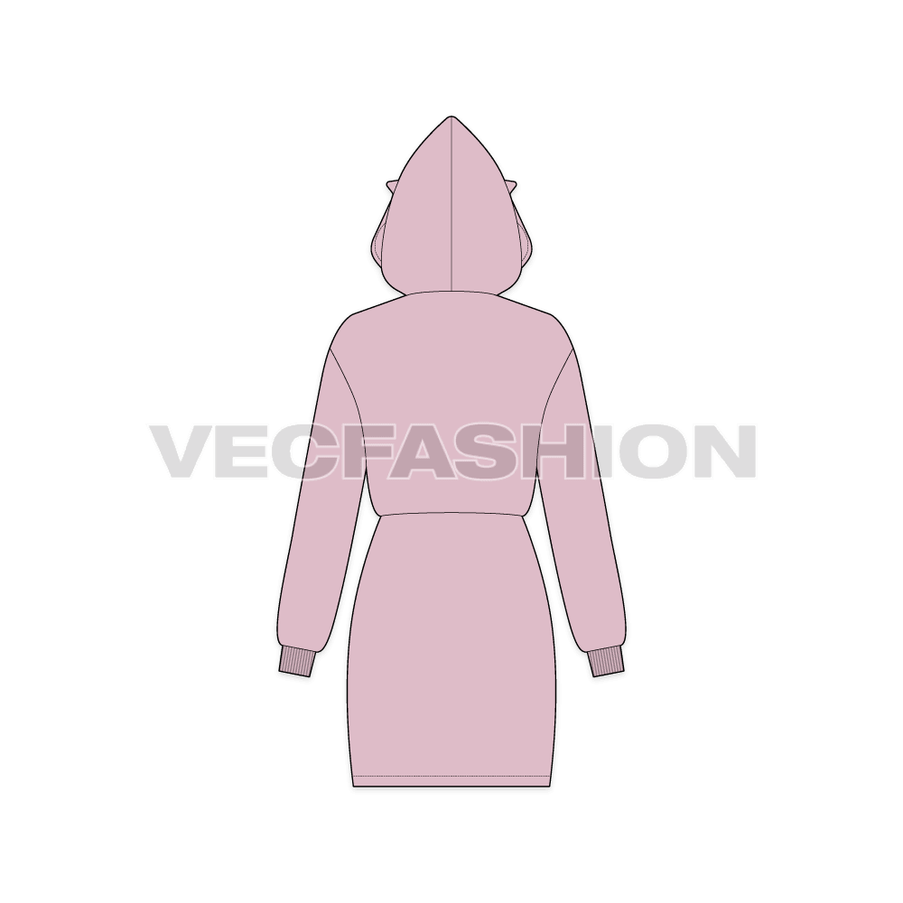 Women's Cat Coat flat sketch, back view