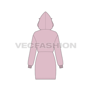 A vector illustrator template for Women's Cat Coat. It is a lose fit coat with decorative element like ears on top of hoodie. 