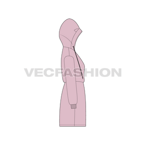 A vector illustrator template for Women's Cat Coat. It is a lose fit coat with decorative element like ears on top of hoodie. 