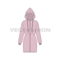 Women's Cat Coat flat sketch, front view