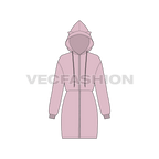 Women's Cat Coat flat sketch, front view