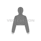 Womens checkered hoodie flat sketch, back view