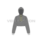 Womens checkered hoodie flat sketch, front view