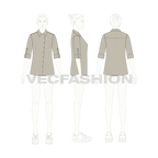 Womens chef shirt flat sketch, croqui sketch