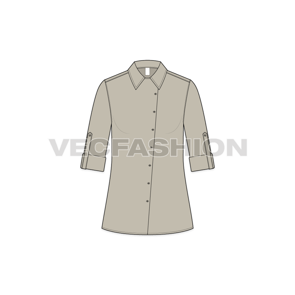 Womens chef shirt flat sketch, front view