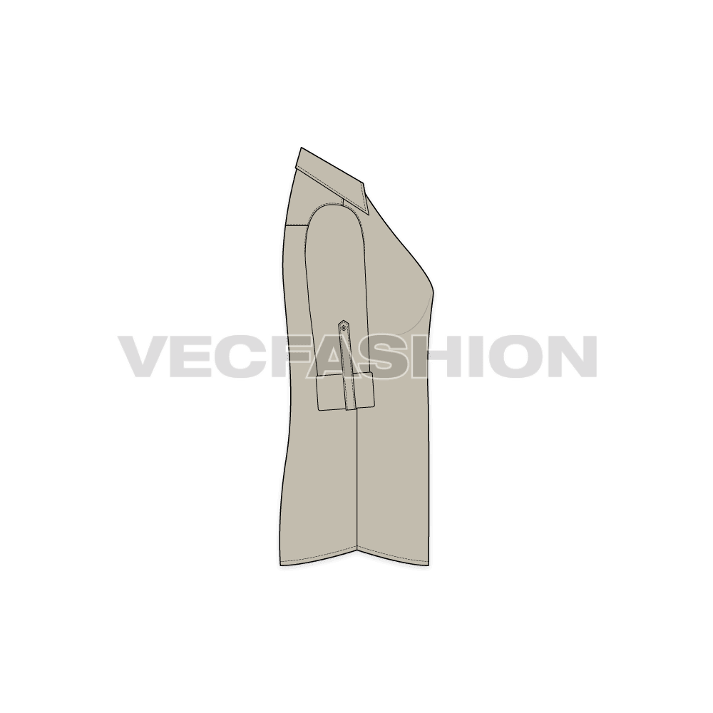 Womens chef shirt flat sketch, side view