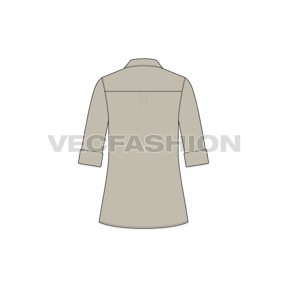 Womens chef shirt flat sketch, back view