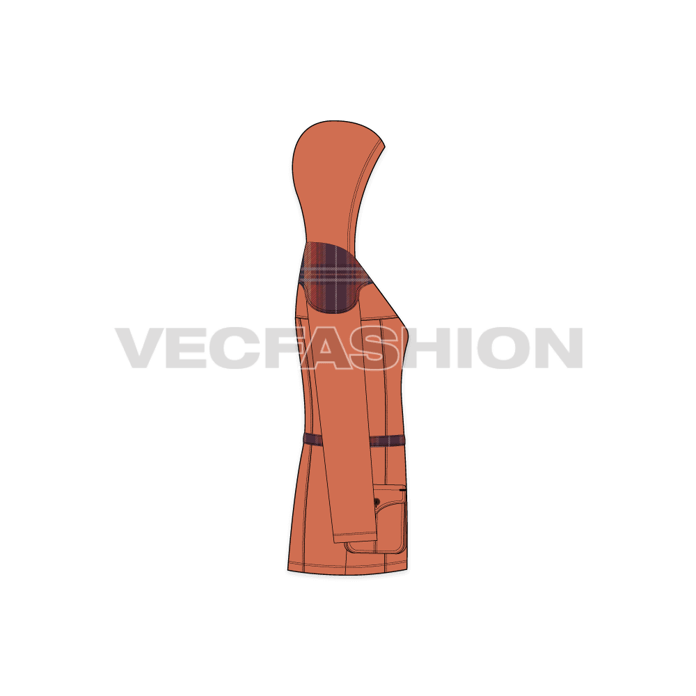 Women's Classic Anorak Jacket flat sketch, side view