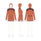 Women's Classic Anorak Jacket flat sketch, croqui sketch