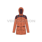 Women's Classic Anorak Jacket flat sketch, front view