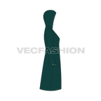 Women's Classic Duffle Coat flat sketch, side view