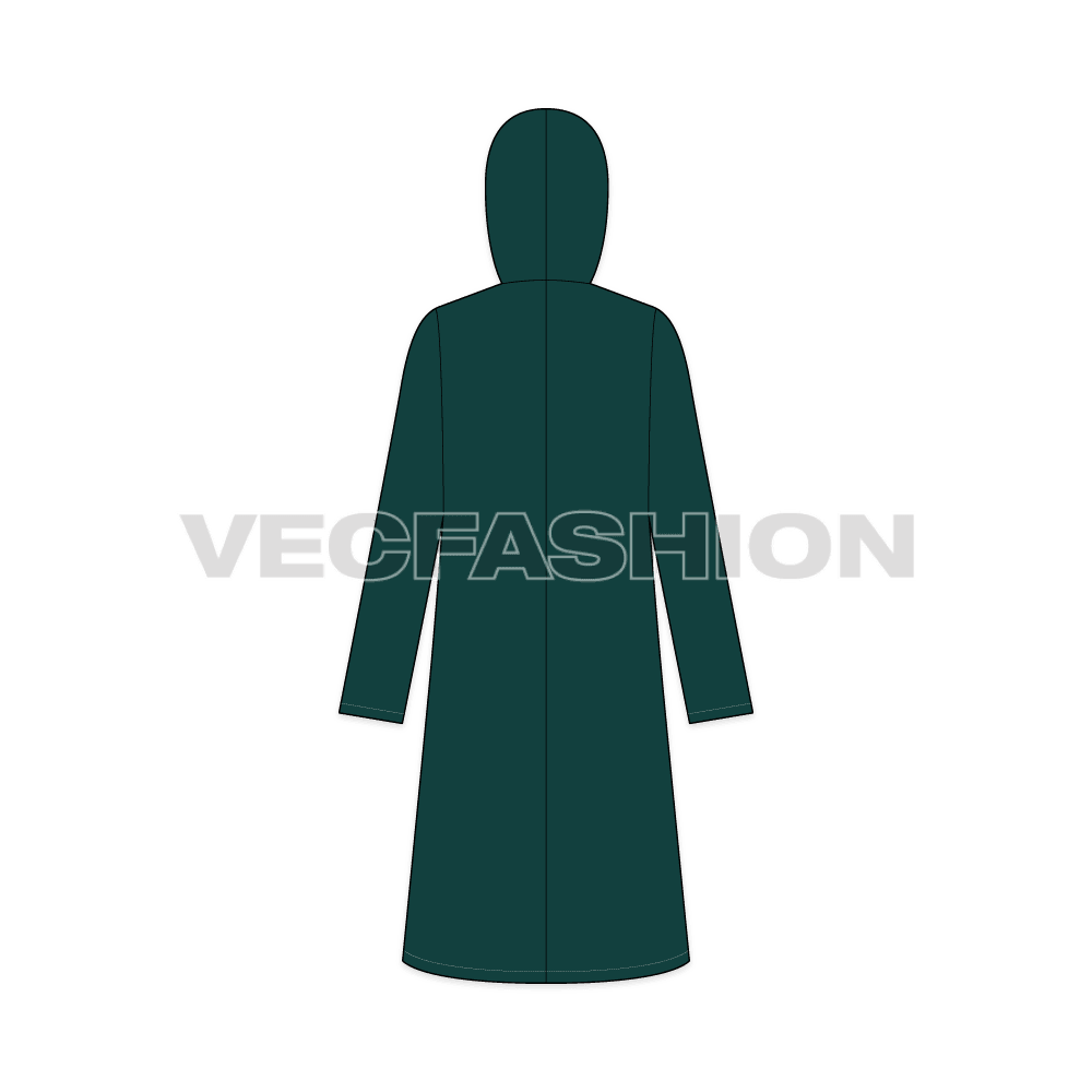 Women's Classic Duffle Coat flat sketch, back view