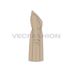 Women's Classic Trench Coat flat sketch, side view
