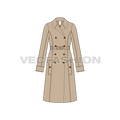 Women's Classic Trench Coat flat sketch, front view