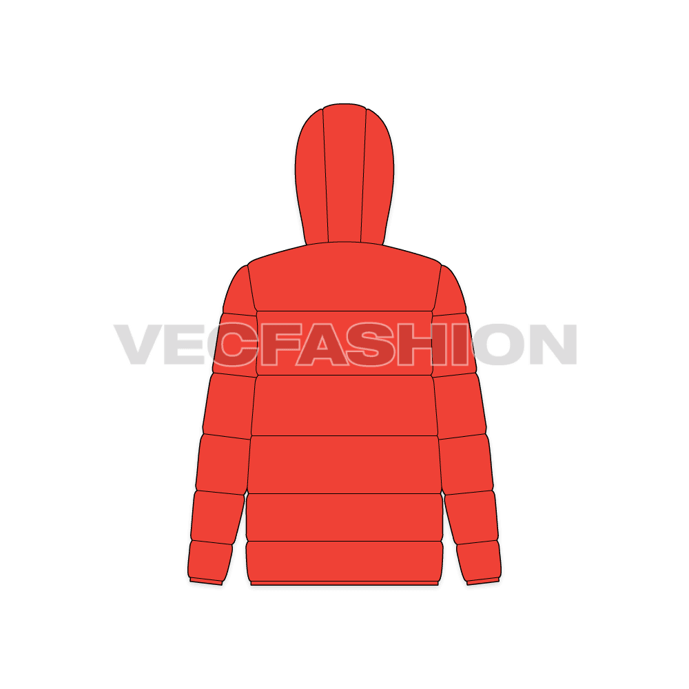Women's Climbing Puffer Jacket flat sketch, back view