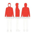 Women's Climbing Puffer Jacket flat sketch, croqui sketch