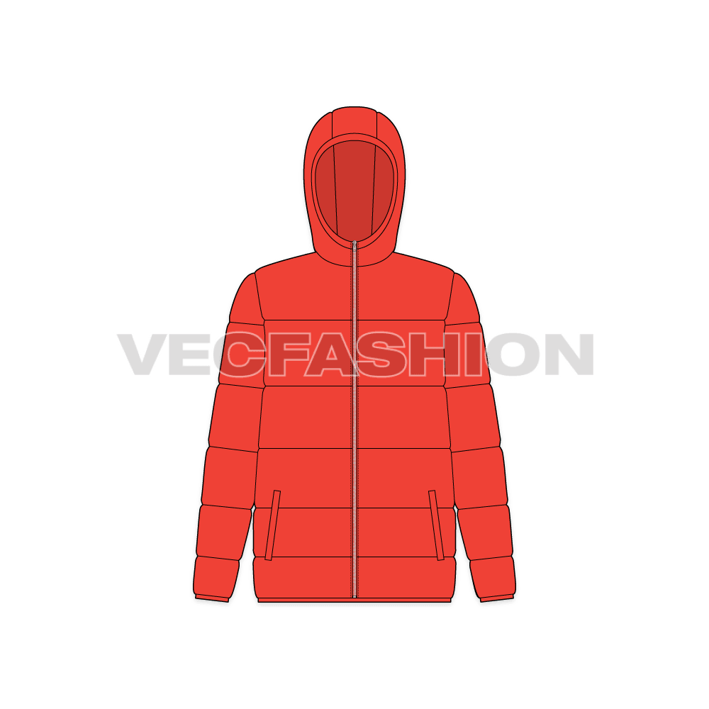 Women's Climbing Puffer Jacket flat sketch, front view