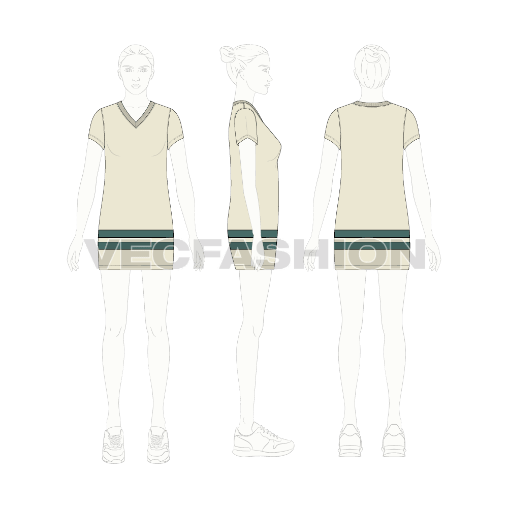 Womens college pullover flat sketch, croqui sketch