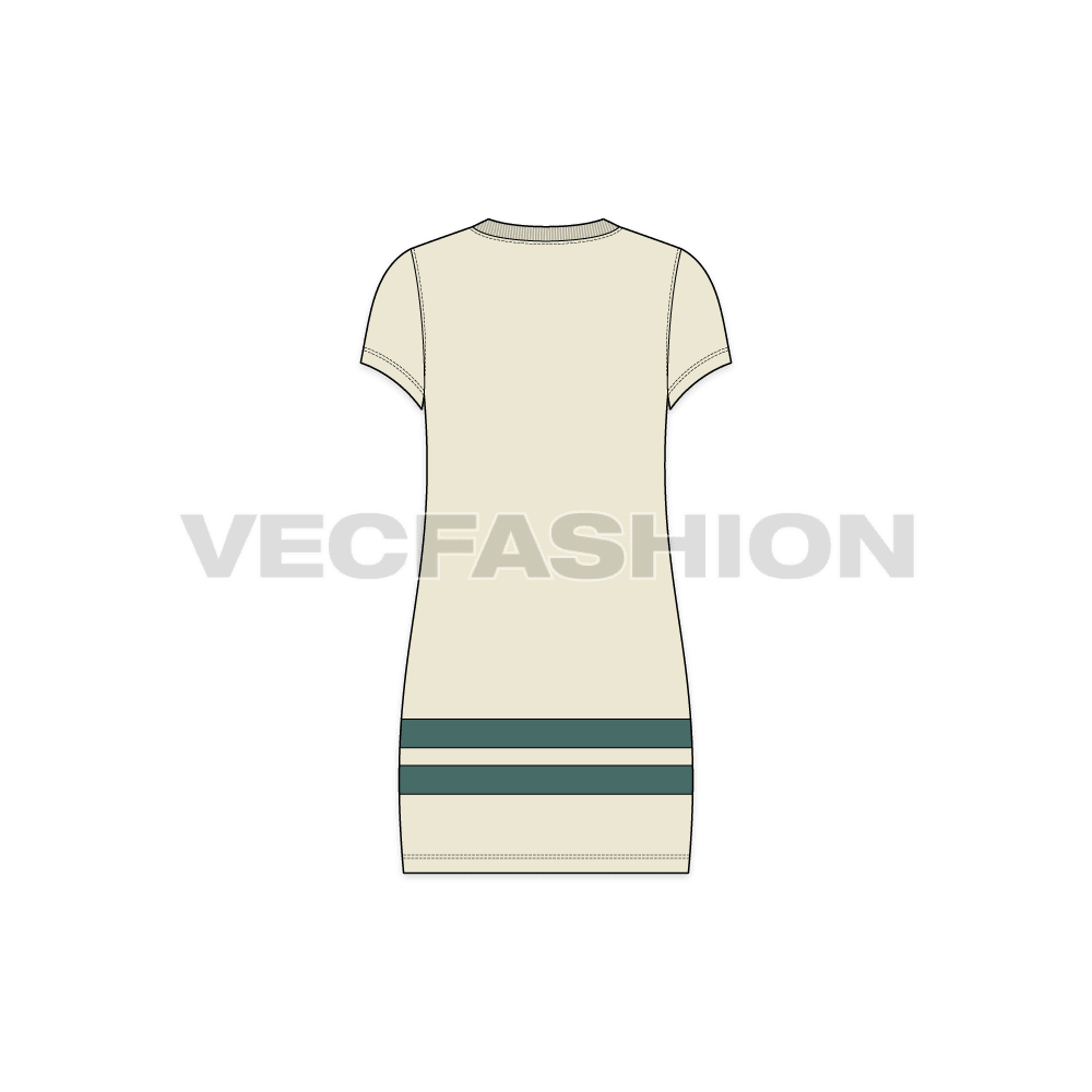 Womens college pullover flat sketch, back view