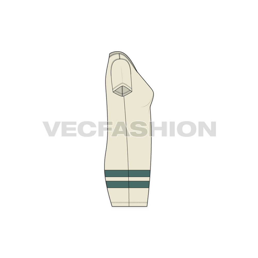 Womens college pullover flat sketch, side view