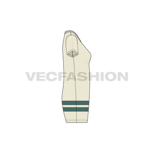 A vector template for Women's College Pullover. It has a small v neck with two contrast stripes at the bottom. Usually made for college sport or events with big number print on it.