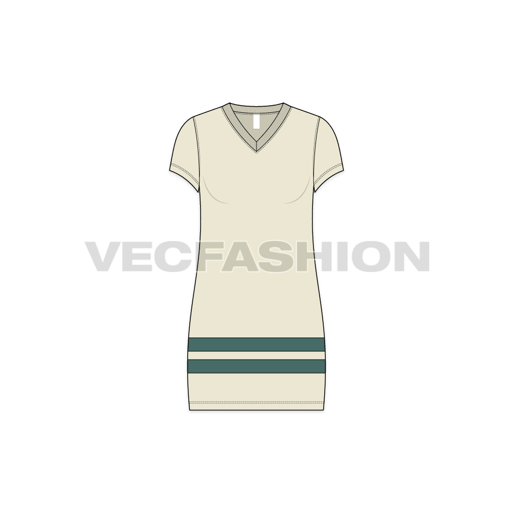 Womens college pullover flat sketch, front view