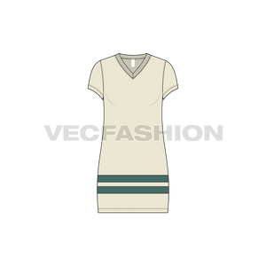 A vector template for Women's College Pullover. It has a small v neck with two contrast stripes at the bottom. Usually made for college sport or events with big number print on it.