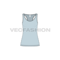 Womens comfort fit racerback tank flat sketch, front view