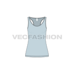 Womens comfort fit racerback tank flat sketch, front view