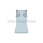 Womens comfort fit racerback tank flat sketch, back view