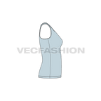 Womens comfort fit racerback tank flat sketch, side view